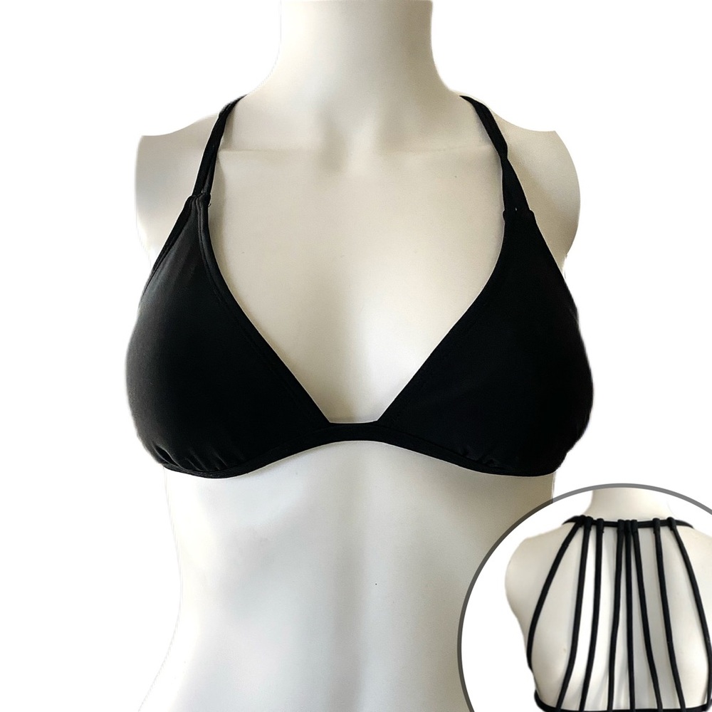 Black Caged-Back Bikini Swim Top - Womens Size XS Swimsuit xhilaration Swimwear